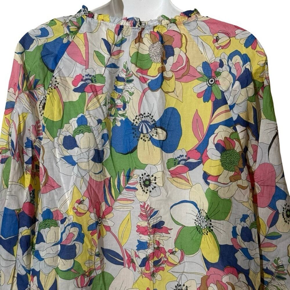 Talbots 100% Cotton Lightweight Floral Colorful Long Sleeve Top Shirt sz XL - Picture 10 of 14